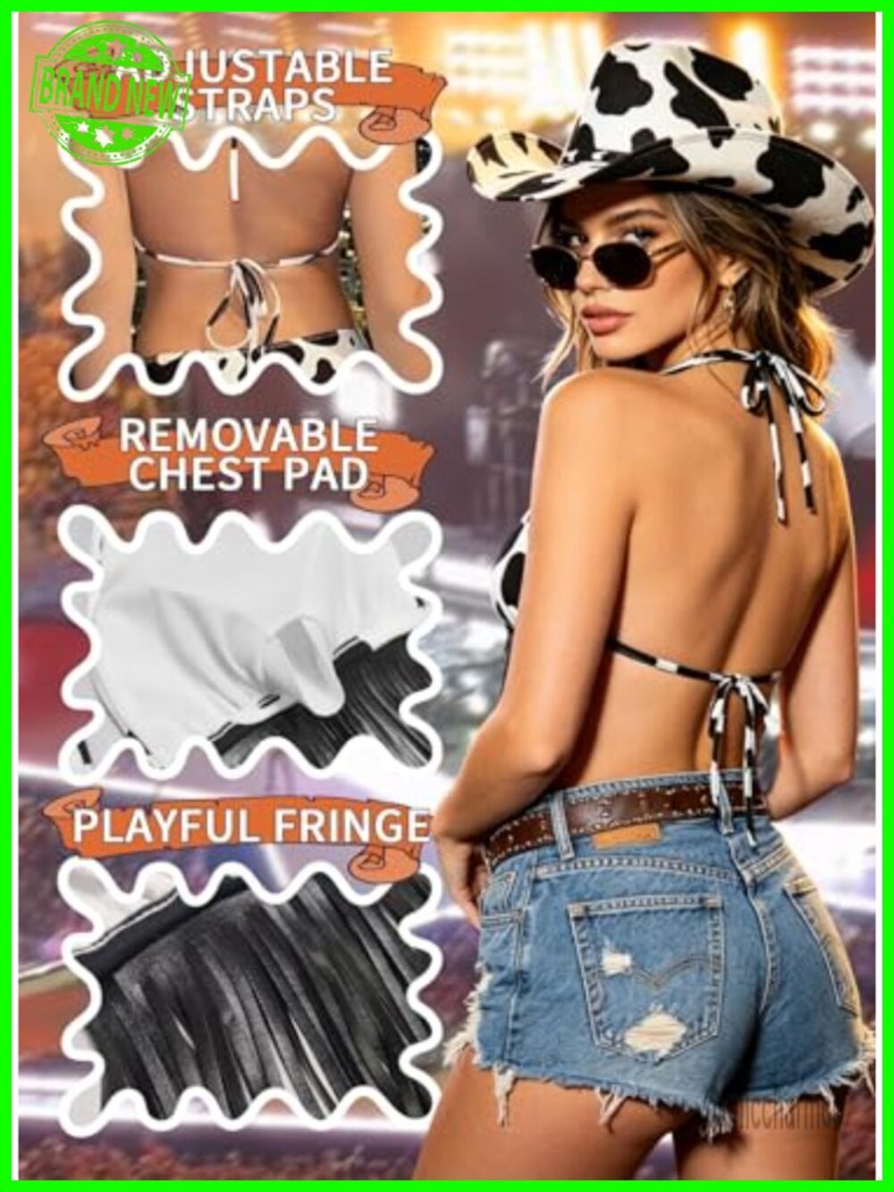 Western Fringe Halter Tank Top Cowgirl Country Concert Sleeveless